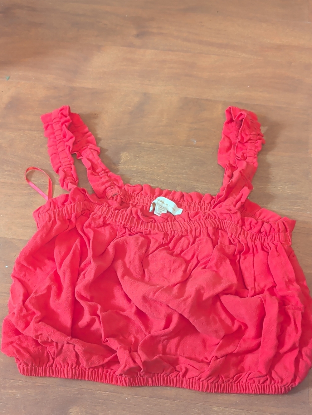 Red Ruffle Strap Tank Top